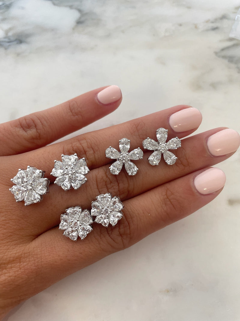 White Gold Diamond Flower Studs
