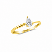 Yellow Gold Pear Shape Lab Grown Ring