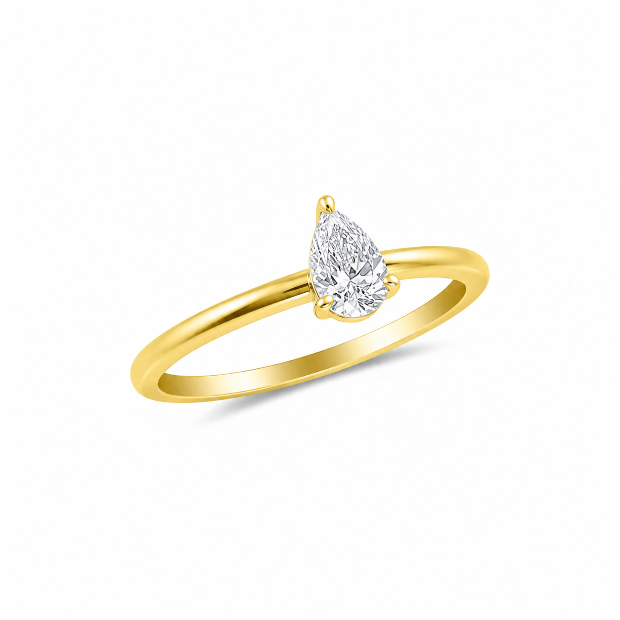Yellow Gold Pear Shape Lab Grown Ring