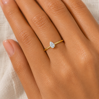 Yellow Gold Pear Shape Lab Grown Ring