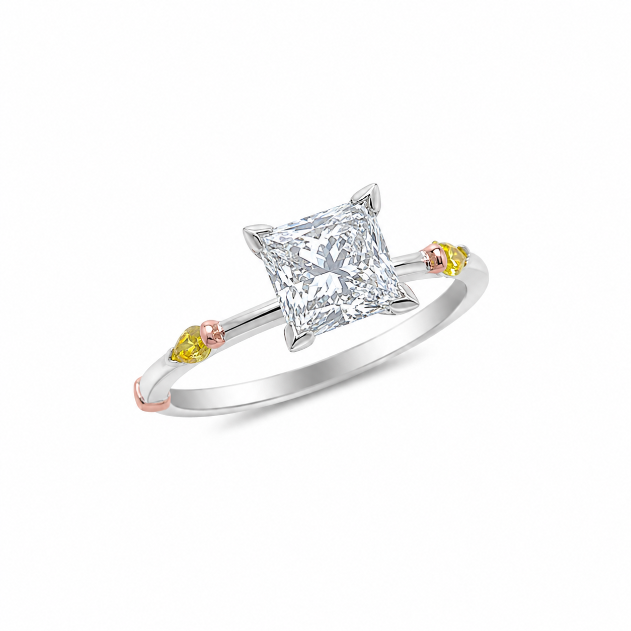 White Gold Princess Fancy Yellow Diamond Ring