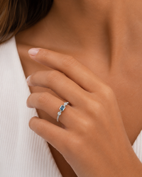 White Gold Fancy Blue and White Diamond Layering Ring