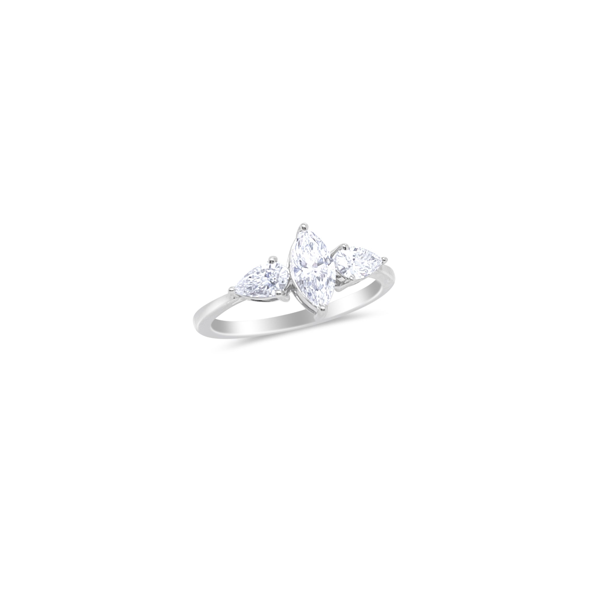 Lab Grown 14kt White Gold Marquise and Pear Diamond Ring