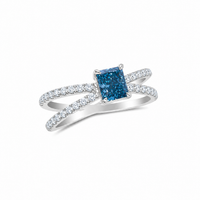 White Gold Fancy Blue Diamond Split Ring