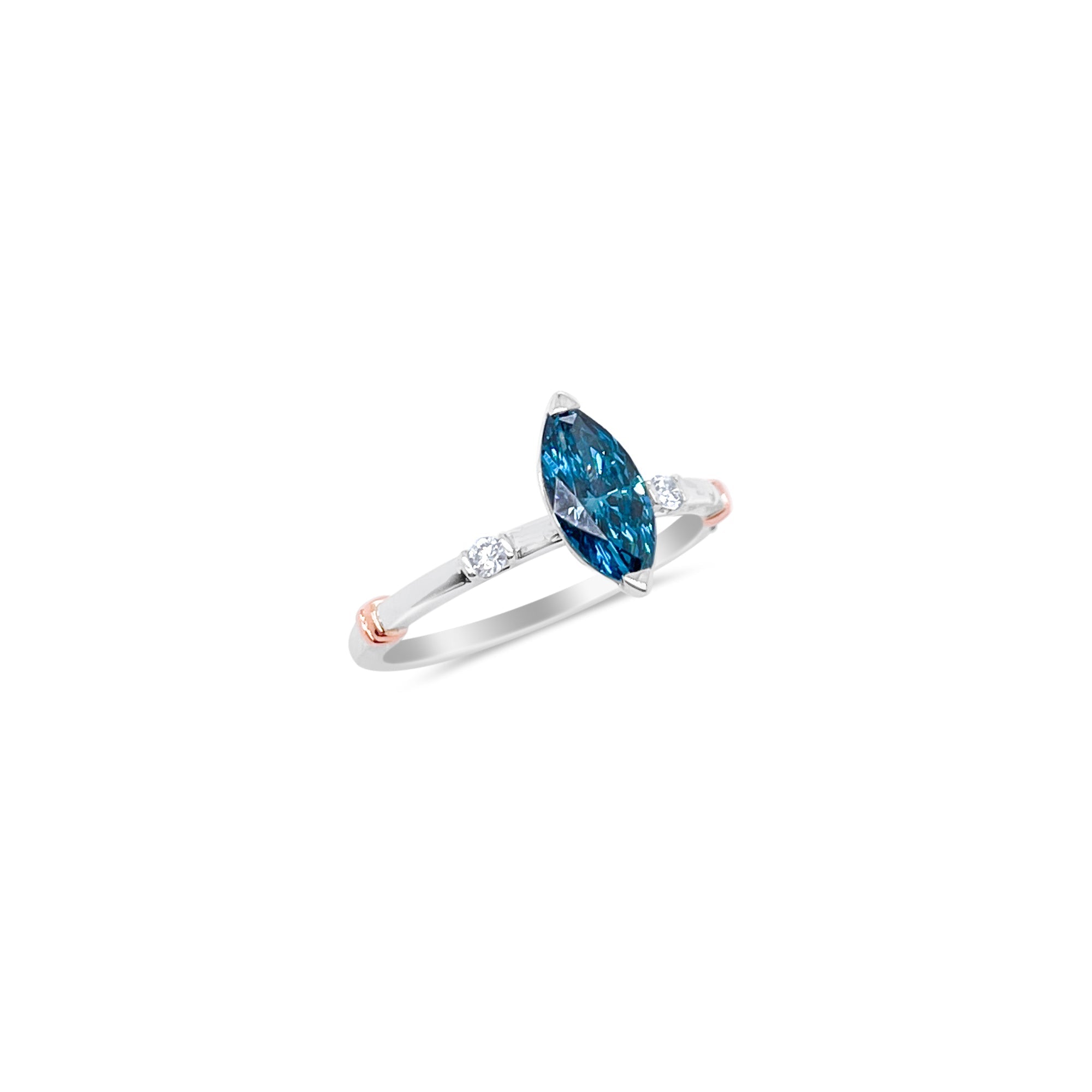 White Gold Lab Blue Diamond Ring