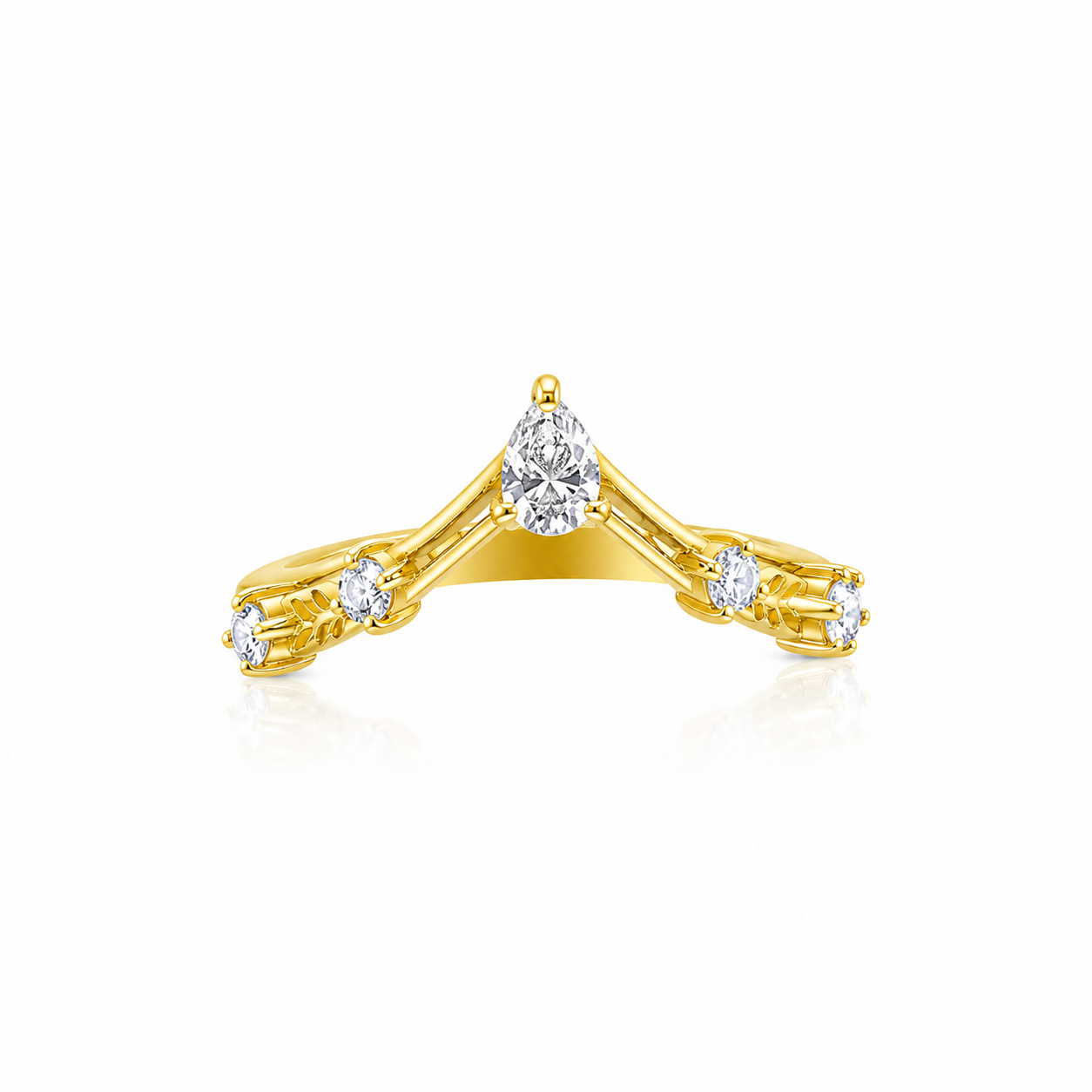Yellow Gold Pear Shape Ring