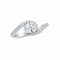 White Gold Oval Pave Ring