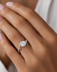 White Gold Oval Pave Ring
