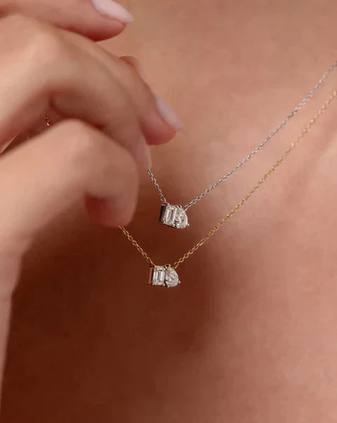 Toi et Moi Diamond and Peridot Necklace | 0.5 carat
