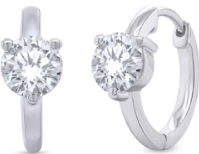 Lab Grown White Gold 14k Round Diamond Hoops