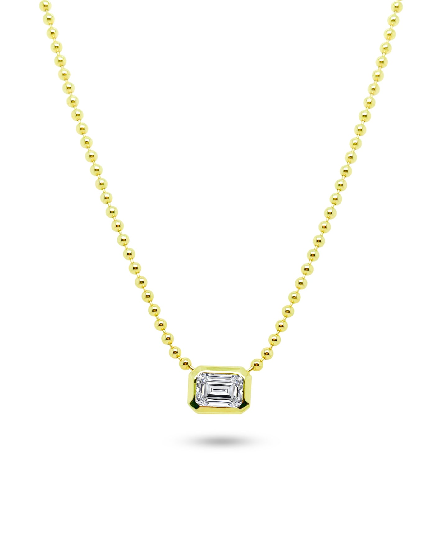 Spot Chain Necklace | Emerald Shape Cut 1 ct LAB Diamond