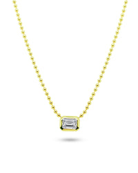 Spot Chain Necklace | Emerald Shape Cut 1 ct LAB Diamond