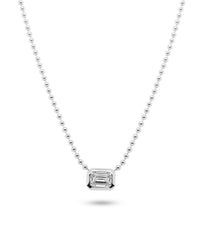 White Gold Ball Chain | Emerald Cut 1 ct