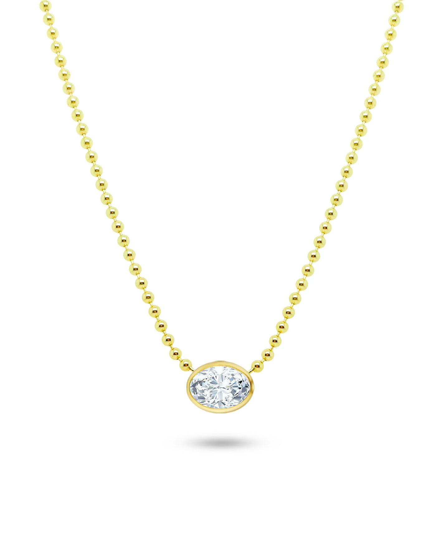 Spot Chain Necklace | Oval Shape Cut 0.8ct LAB Diamond