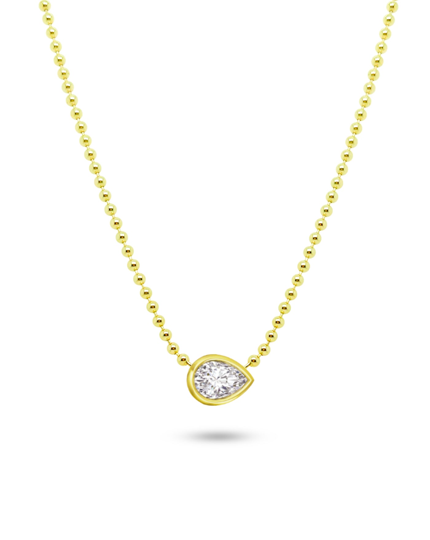 Spot Chain Necklace | Pear Shape Cut 0.8ct LAB Diamond