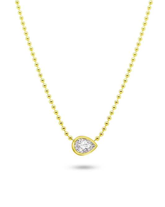 Spot Chain Necklace | Pear Shape Cut 0.8ct LAB Diamond