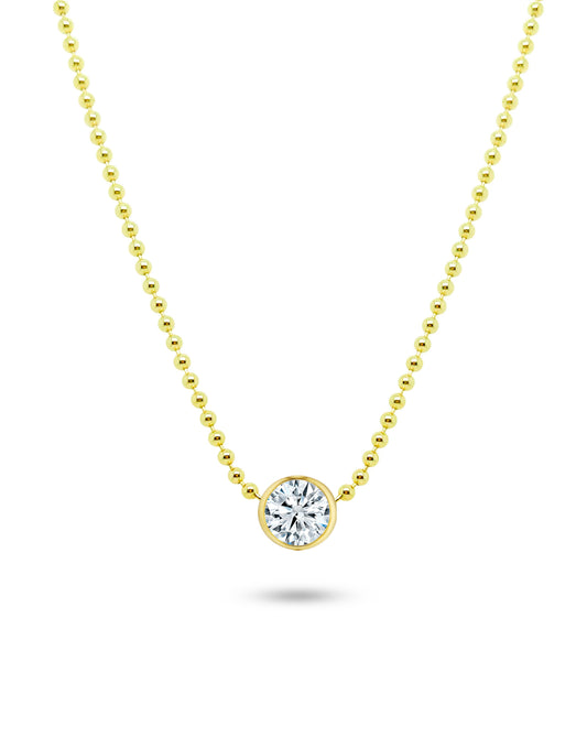 Spot Chain Necklace | Round Cut 0.8ct LAB Diamond