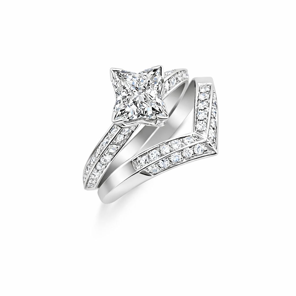 White Gold Stackable Engagement Ring Set