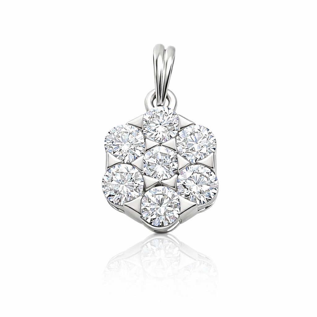 Lab Grown Diamond Flower Charm 14kt White Gold 1.40 ct