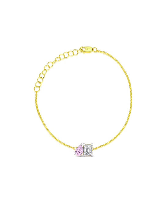 Toi et Moi Diamond and Pink Topaz Bracelet | 0.5 carats