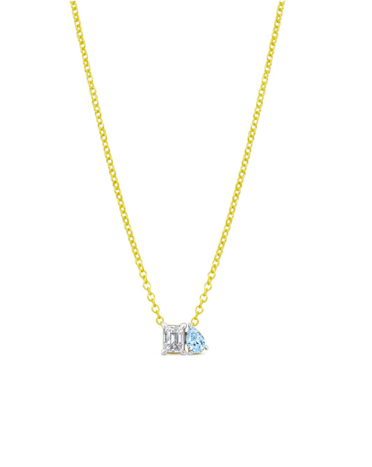 Toi et Moi Diamond and Blue Topaz Necklace | 0.5 carat