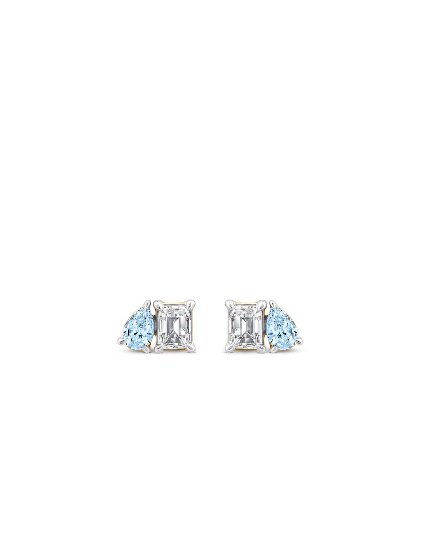 Toi et Moi Diamond Earring and Blue Topaz Studs | 1 carat