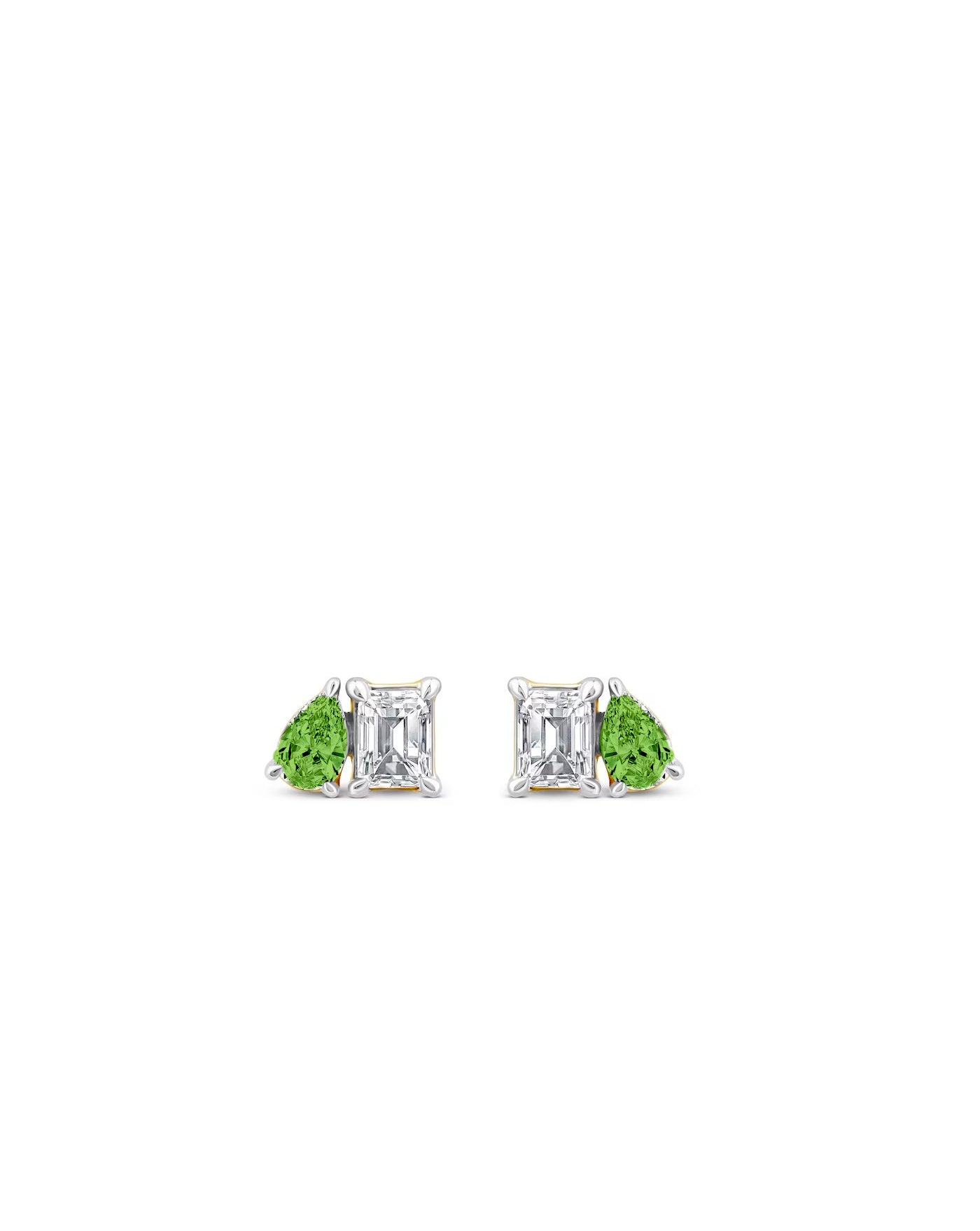 Toi et Moi Diamond Earring and Peridot Studs | 1 carat