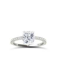 Diamond Band Solitaire Ring | Cushion Cut 2ct LAB Diamond