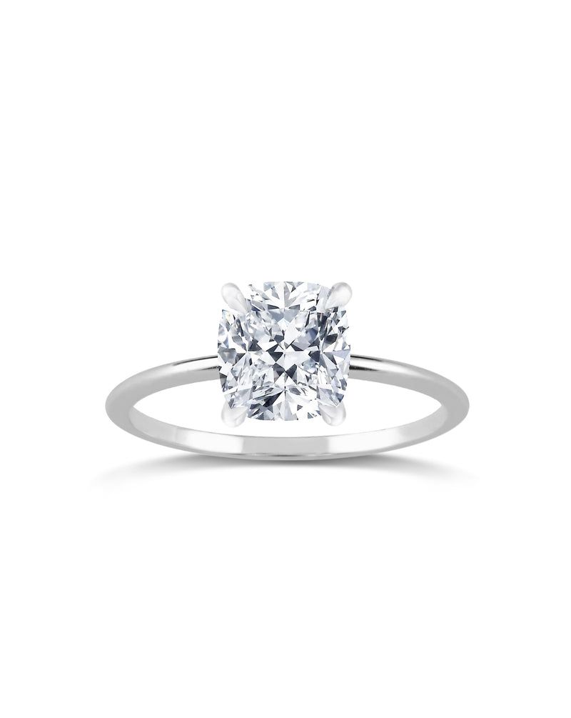 Cushion Diamond Solitaire with Thin Gold Band