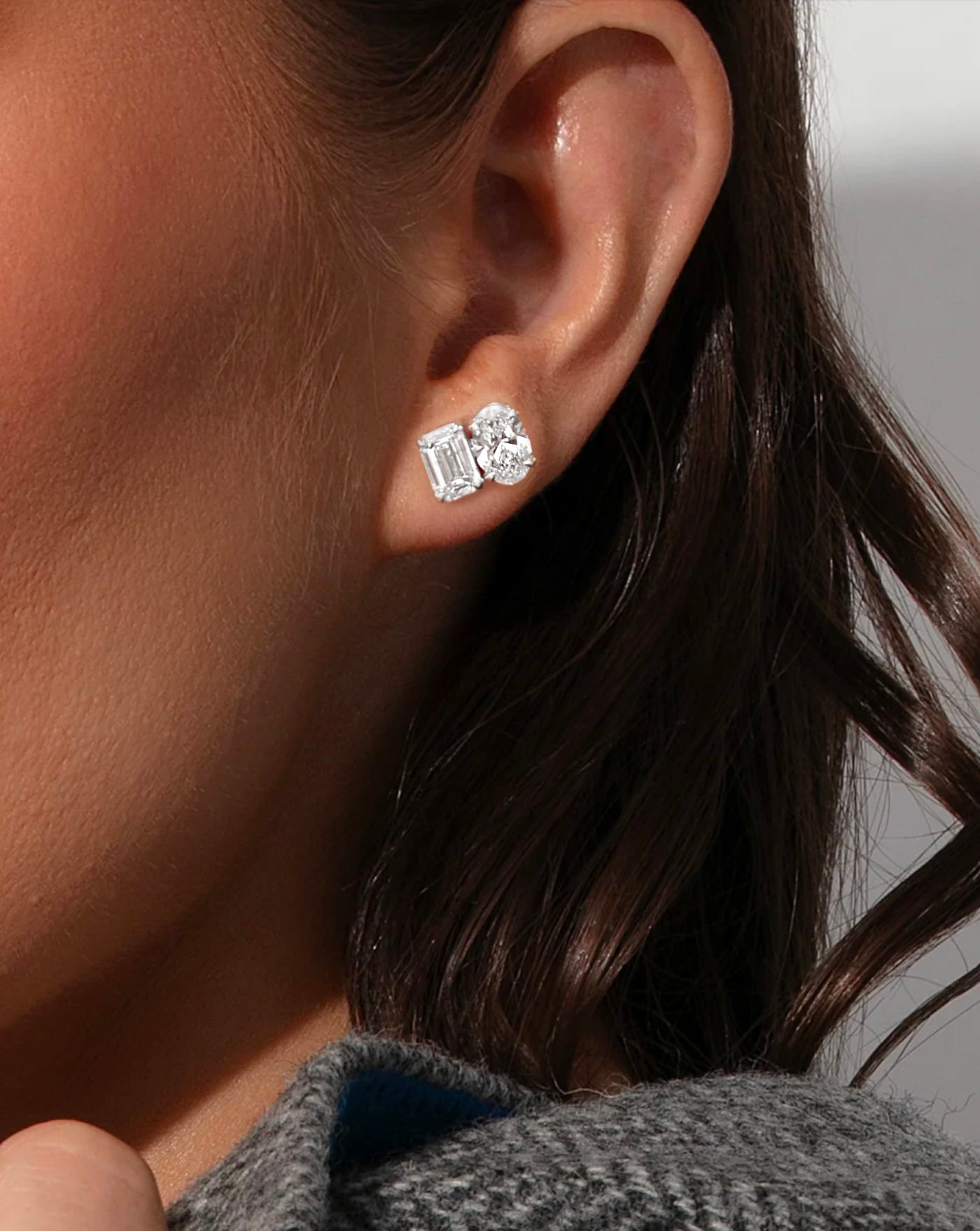 Studs Earrings | Two Stone 2ct LAB Diamond