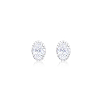 Oval Cut 2.39 Ct Diamond Halo Stud Earrings