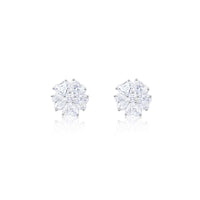 White Gold Diamond Flower Studs