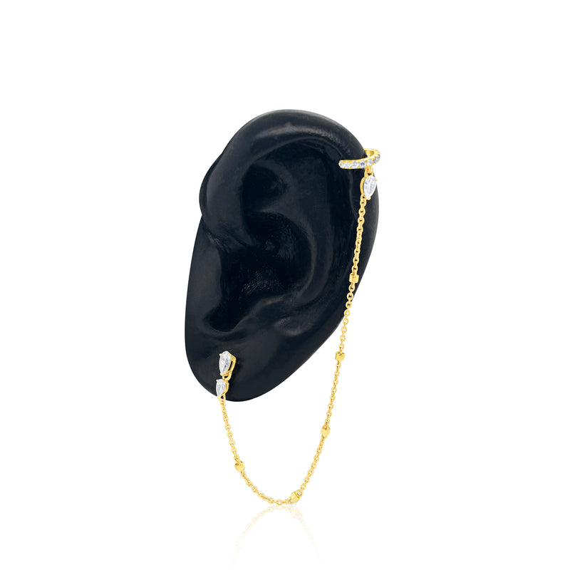 Yellow Gold Lab Grown Stud Cuff Earring