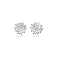 5 ct White Gold Heart Shaped Floral Studs