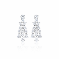 14 Kt White Gold 3.10 Cts Diamond Drop Earrings
