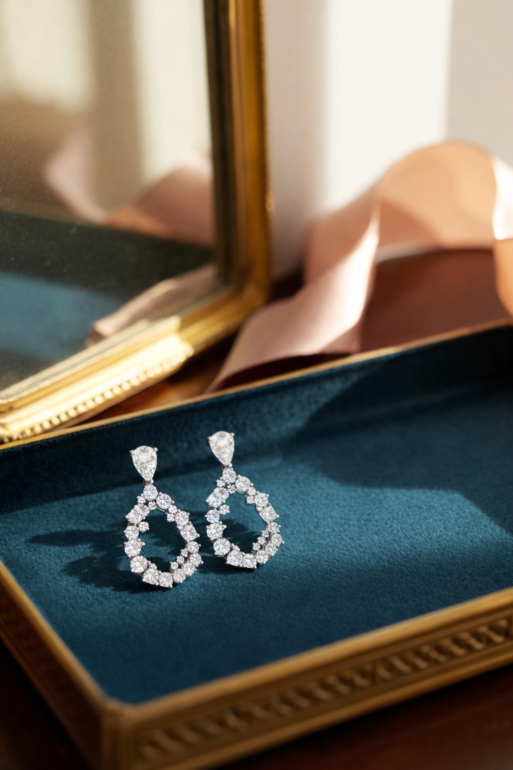 14 Karat White Gold 5.48 Carat Drop Lab Grown Diamond Earrings Cocktail Earrings