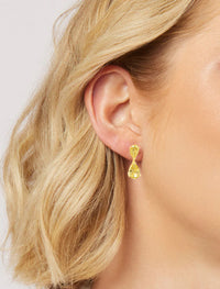 14kt Yellow Gold 4.40 Carat Pear Cut Lab Grown Yellow Diamond Earrings