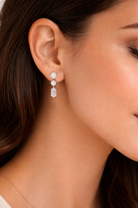 3.41 Carat White Gold Diamond Drop Earrings 14kt White Gold