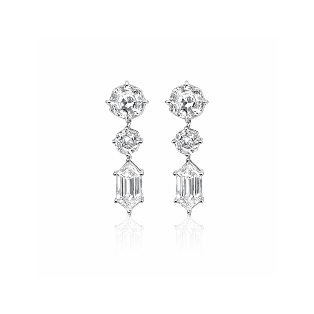 3.41 Carat White Gold Diamond Drop Earrings 14kt White Gold