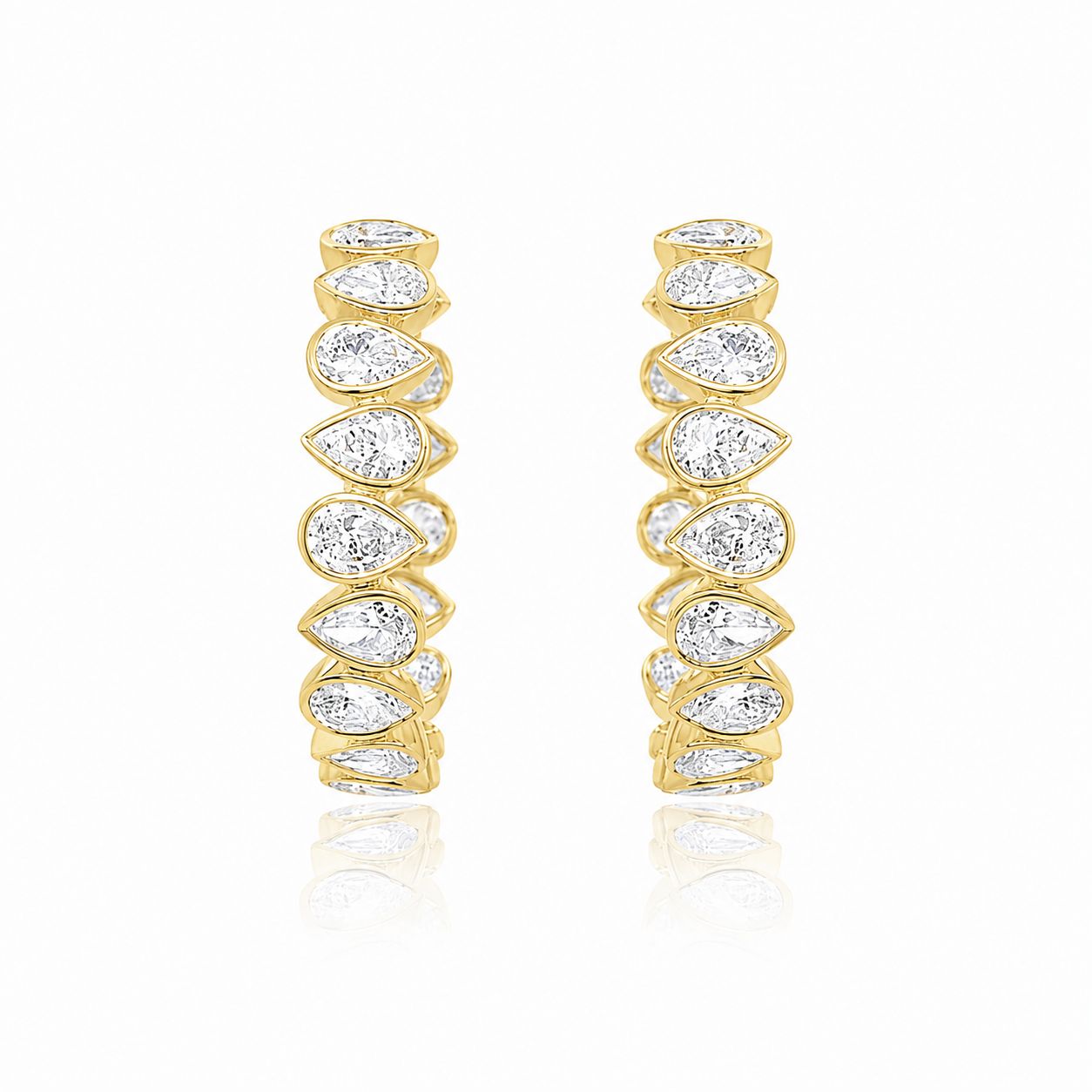 14kt Yellow Gold 5.57 Carat Pear Shape Diamond Hoops