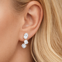 Oval and Round Cut 1.26 Ct Diamond Earrings
