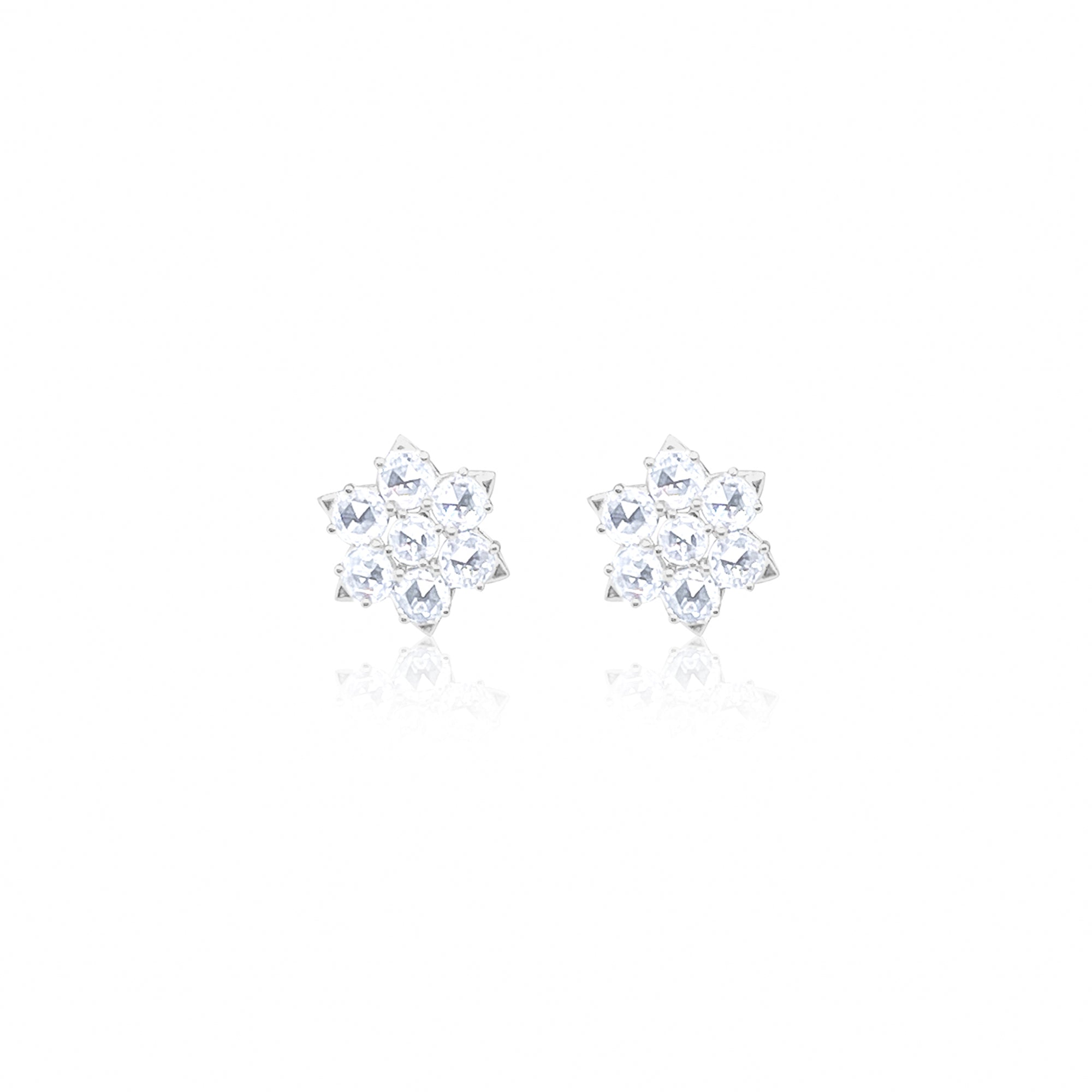 14kt White Gold Lab Diamond Flower Studs