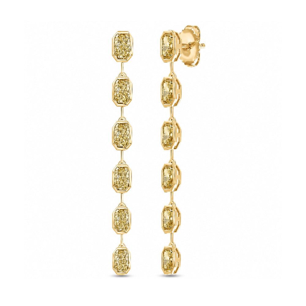 14k Yellow Gold Lab Grown Radiant Yellow Diamond Drop Studs
