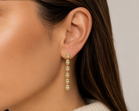 Yellow Gold Round Lab Grown Yellow Diamond Drop Studs