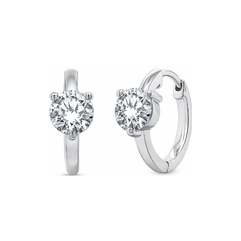 Lab Grown White Gold 14k Round Diamond Hoops