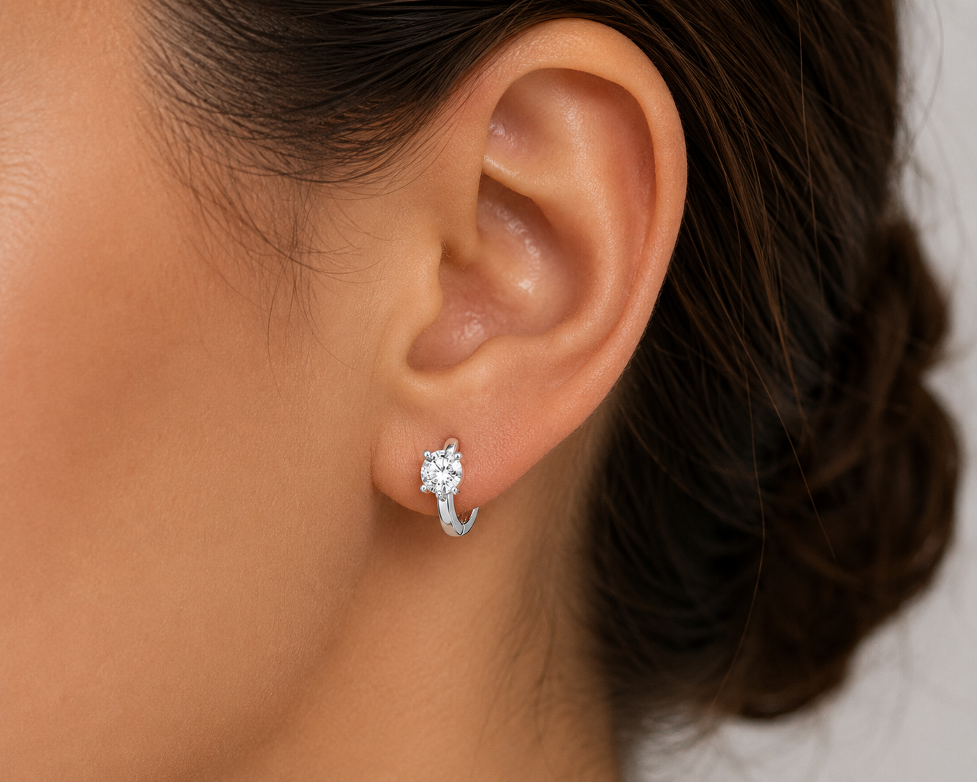 Lab Grown White Gold 14k Round Diamond Hoops