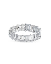 Half and Half Eternity Band Ring | Oval and Emerald Cut 3ct LAB Diamond