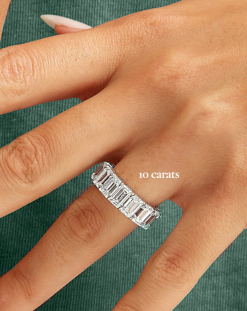 Eternity Band Ring | Emerald Cut 10ct LAB Diamond