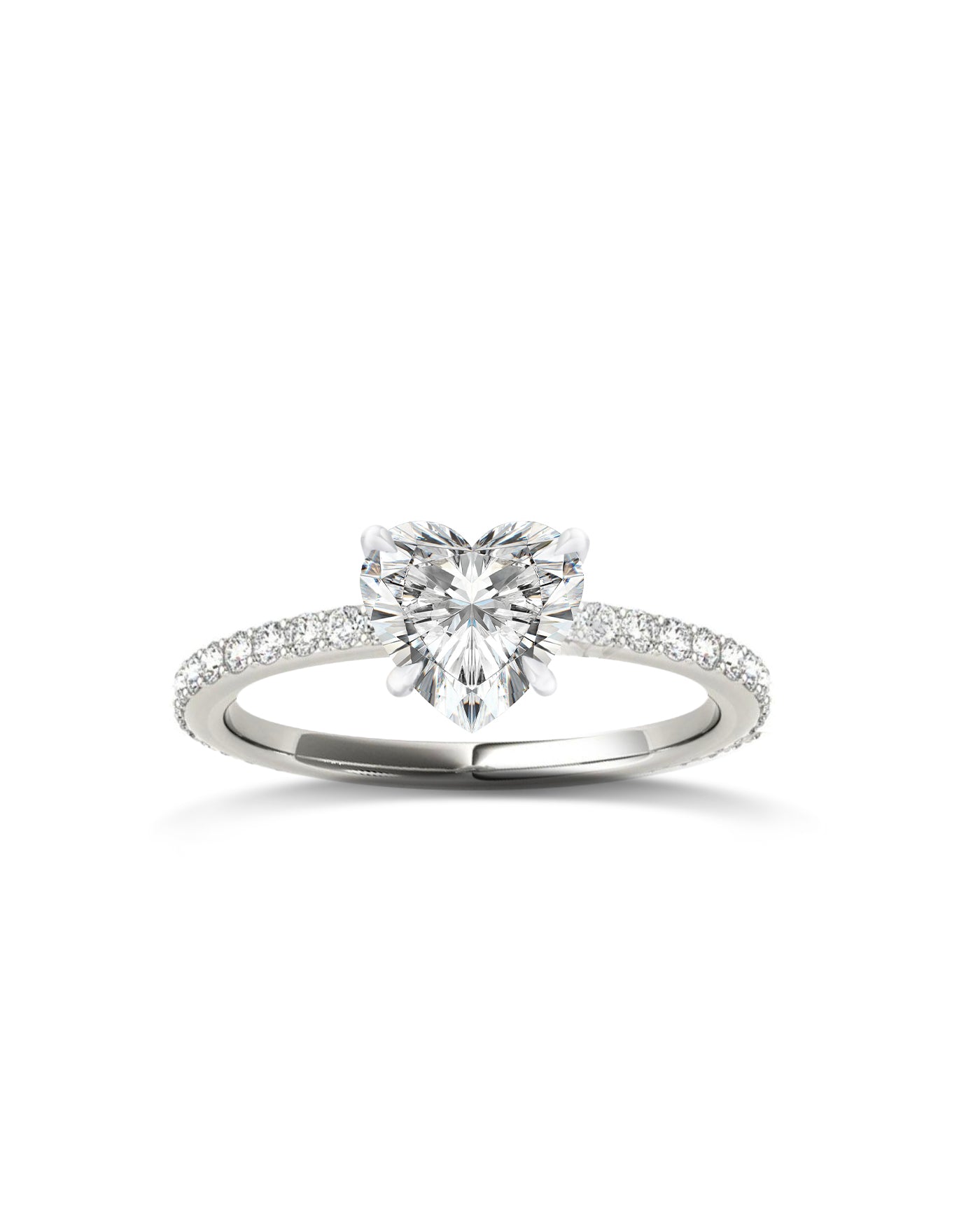 Diamond Band Solitaire Ring | Heart Shape Cut  2 ct LAB Diamond