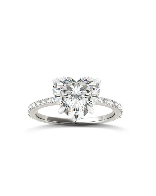 Diamond Band Solitaire Ring | Heart Shape Cut 4ct LAB Diamond